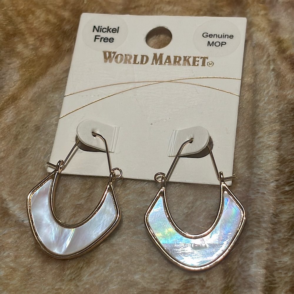 Cost Plus World Market Gold and Iridescent Earrings